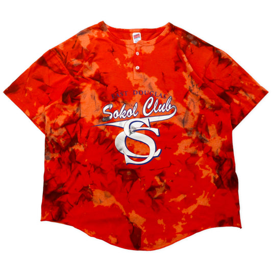 SOFFE SHIRTS USA製 90年代 ベースボール プリントTシャツ XXL オレンジ タイダイ コットン ナンバリング EAST DOUGLAS Sokol Club ビッグサイズ