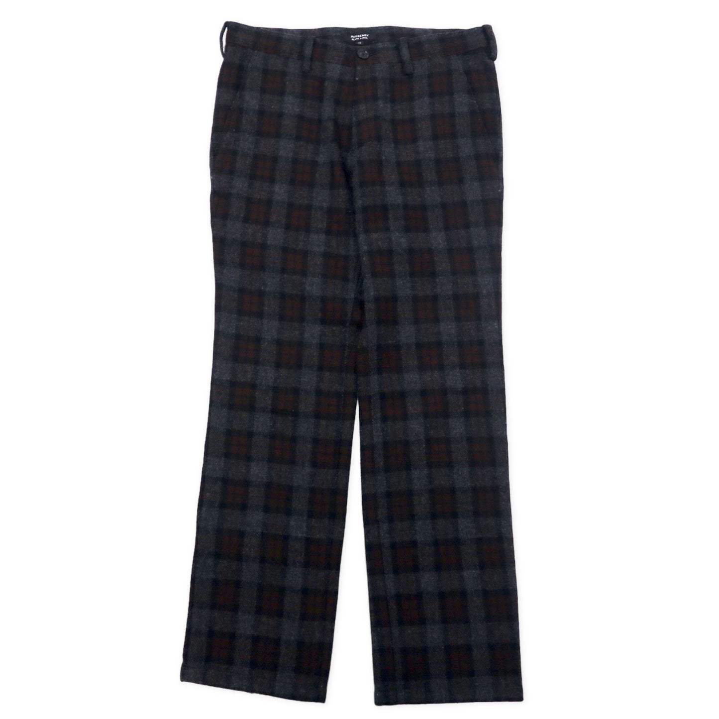 日本然リトテ-古着オンライン-BURBERRY BLACK LABEL ツイードパンツ 73 グレー ブラウン チェック ウール 羊毛-BURBERRY BLACK LABEL Tweed Pants 73 Gray Brown CHECKED wool wool
