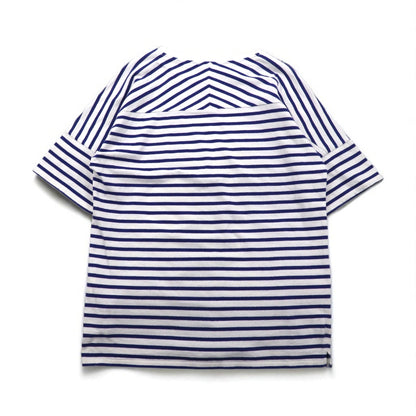 UNUSED Striped T-Shirt, Size L, Blue and White, Cotton, Made in Japan