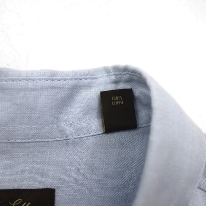 Vintage Cuban Shirt, Large, Blue, Linen, 4-Pocket, Boxy Silhouette, Tasso Elba