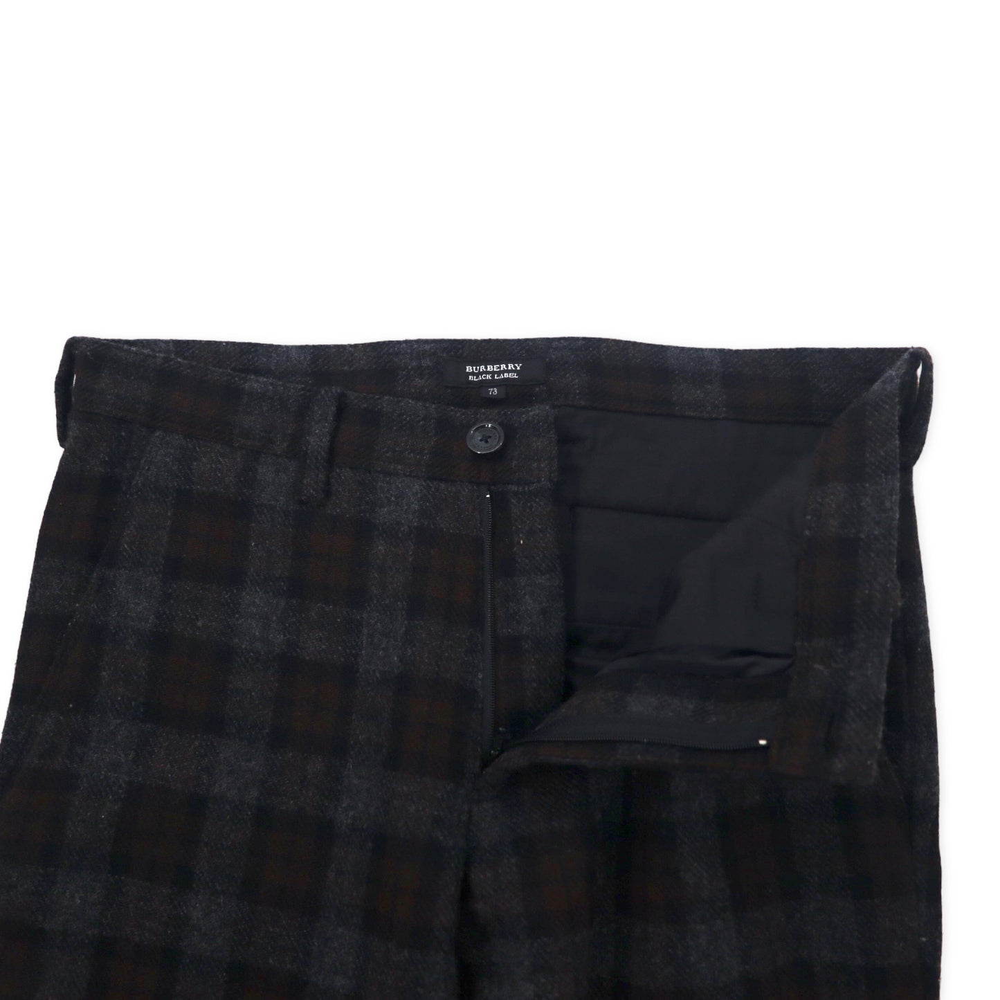 BURBERRY BLACK LABEL ツイードパンツ 73 グレー ブラウン チェック ウール 羊毛
