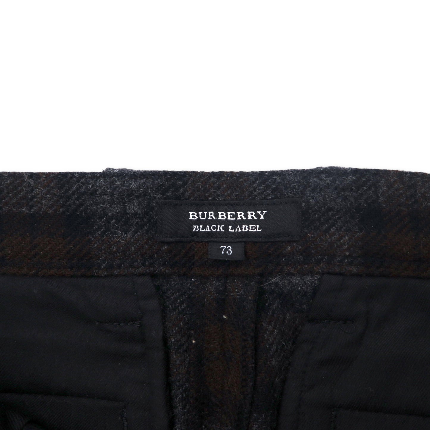 BURBERRY BLACK LABEL ツイードパンツ 73 グレー ブラウン チェック ウール 羊毛