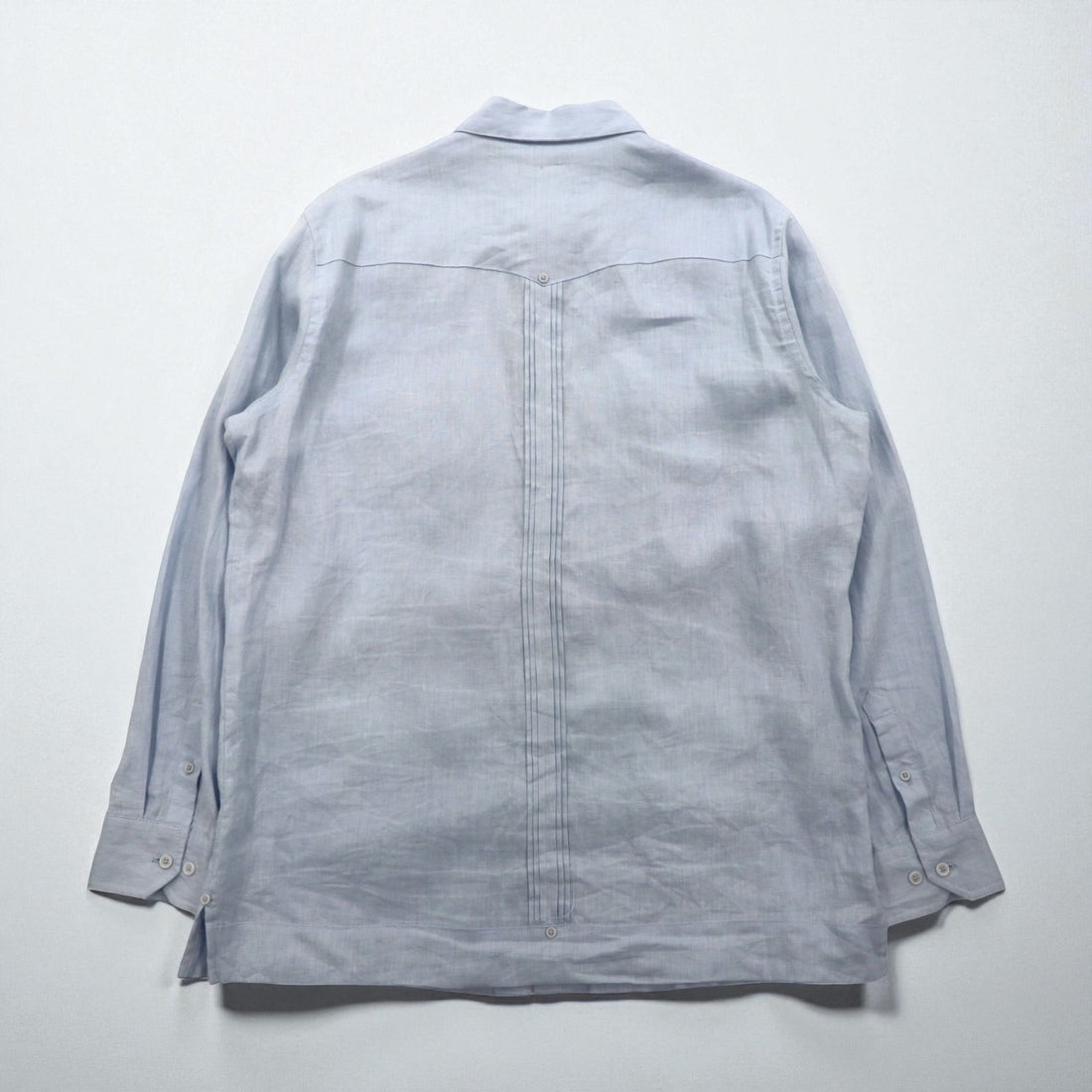 Vintage Cuban Shirt, Large, Blue, Linen, 4-Pocket, Boxy Silhouette, Tasso Elba