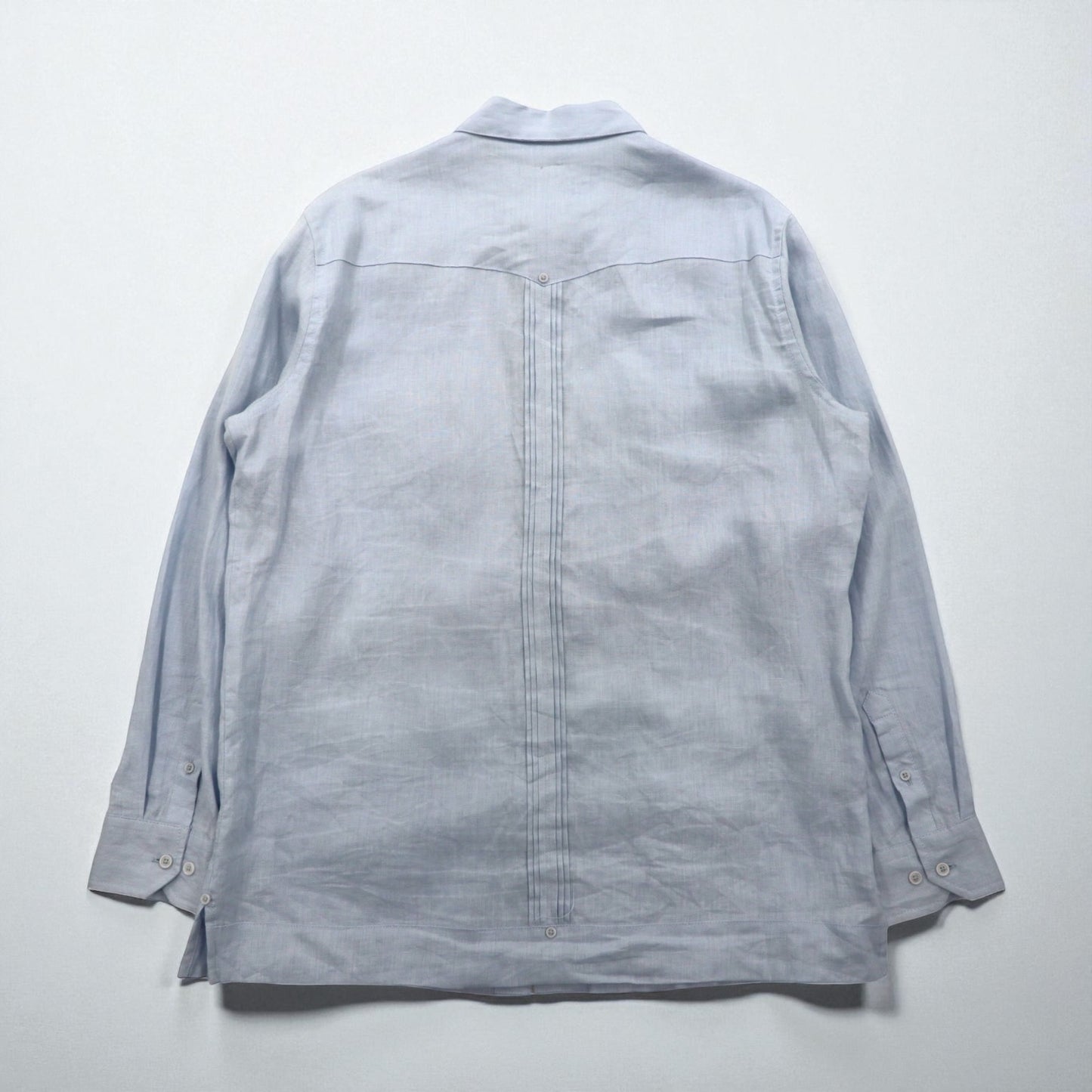 Vintage Cuban Shirt, Large, Blue, Linen, 4-Pocket, Boxy Silhouette, Tasso Elba