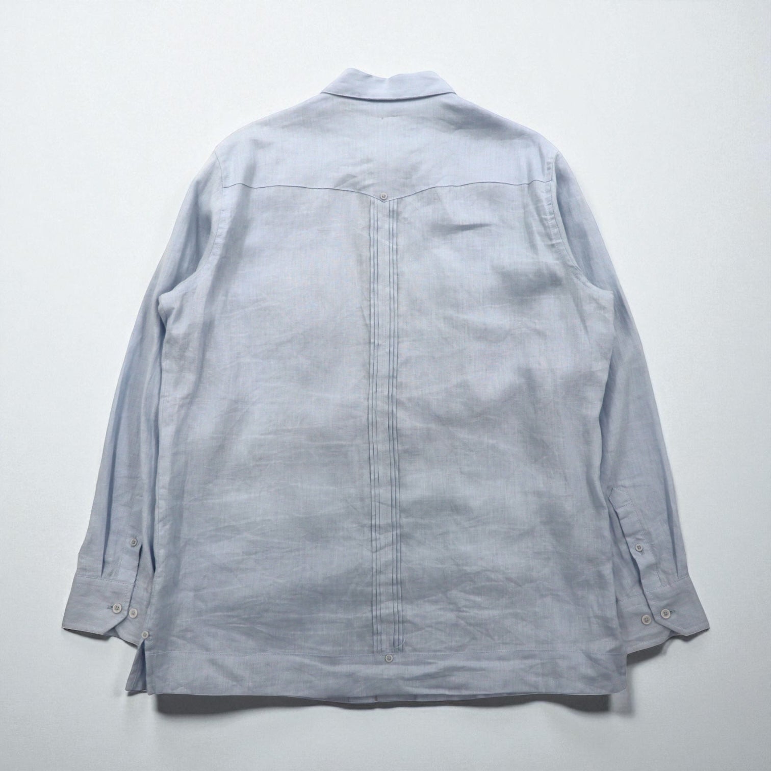 Vintage Cuban Shirt, Large, Blue, Linen, 4-Pocket, Boxy Silhouette, Tasso Elba