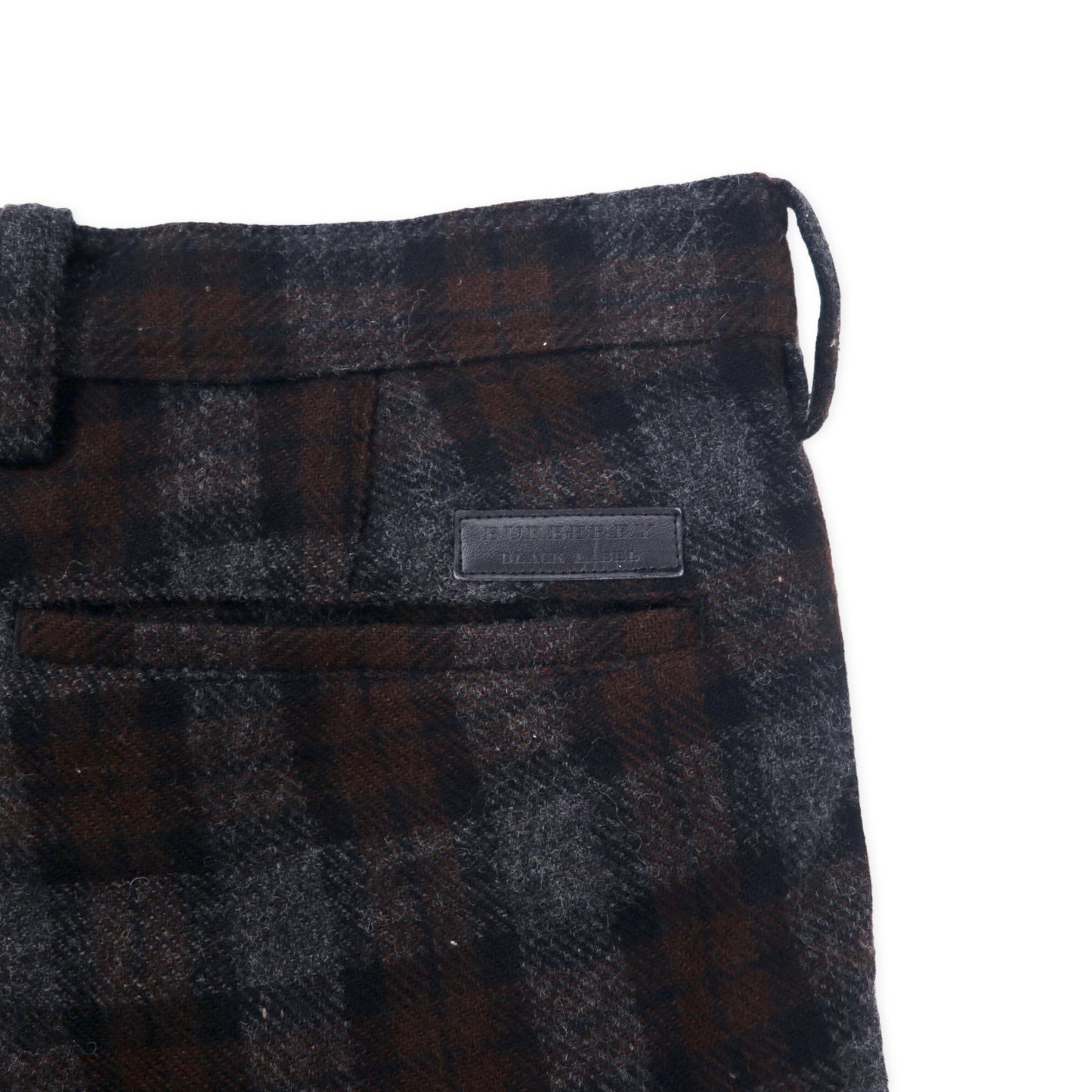 BURBERRY BLACK LABEL ツイードパンツ 73 グレー ブラウン チェック ウール 羊毛