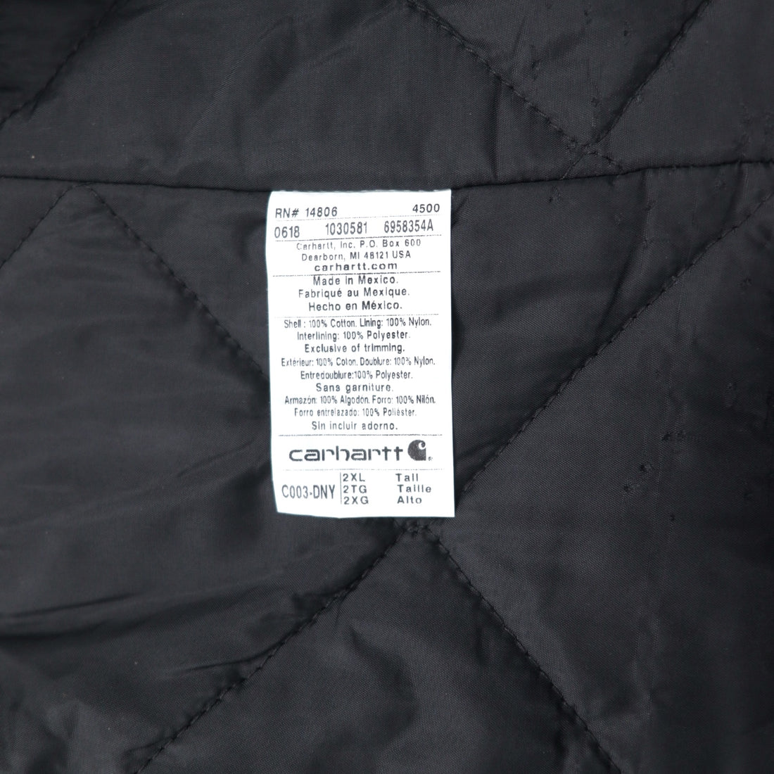 Carhartt Duck Traditional Coat 2XL Navy Padded Quilted Liner Corduroy Collar C003-DNY Unused