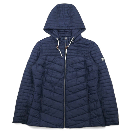 Barbour キルティング ファイバー ダウンジャケット XL ネイビー ポリエステル フード着脱式 HEADLAND QUILT JACKET LQU0816NY71