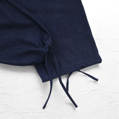 NC BY NO COFFE フロントジップ デニム オーバーオール L インディゴ ブルー 刺繍