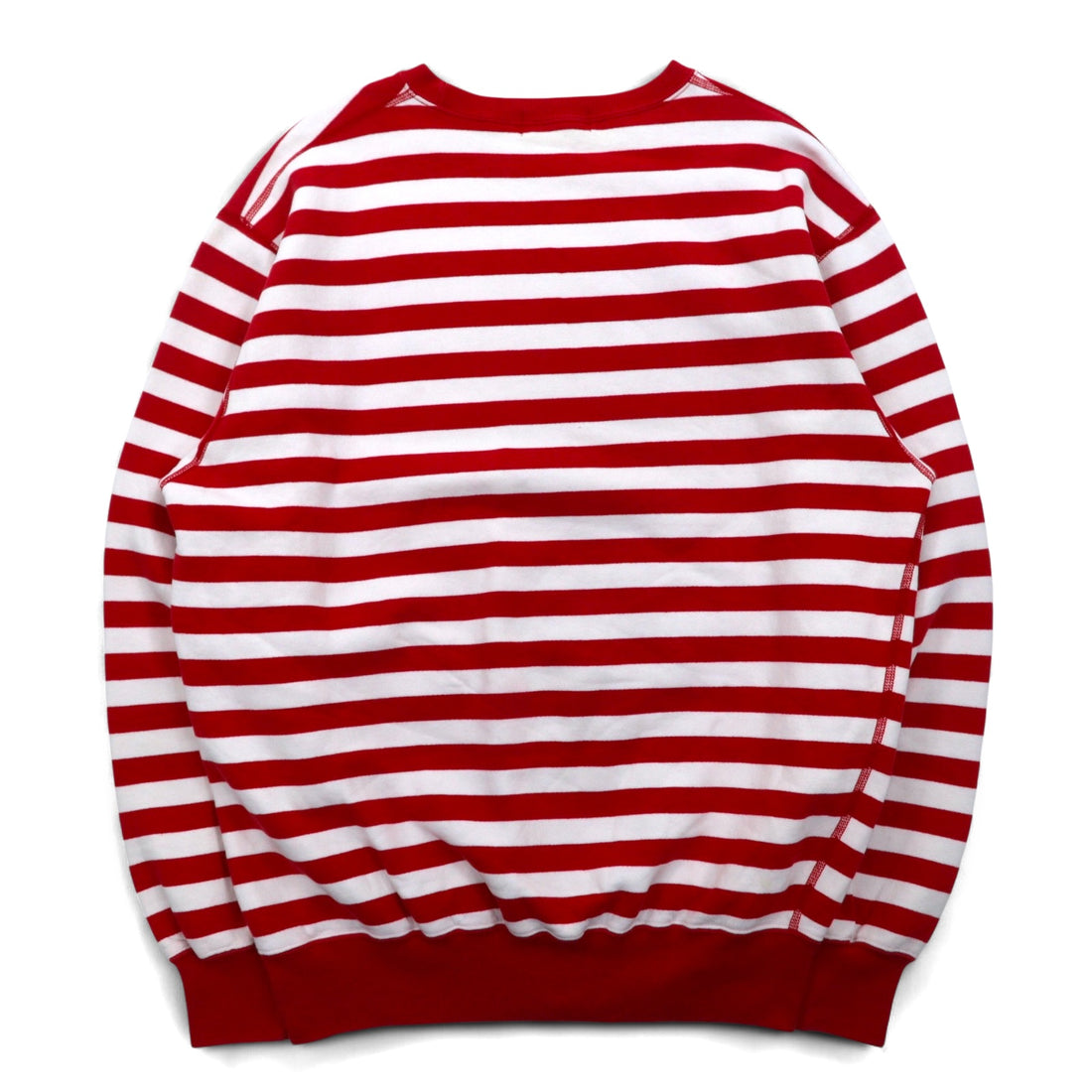 Polo by Ralph Lauren 90s crew neck sweatshirt, M, red, striped, fleece lining, small pony embroidery