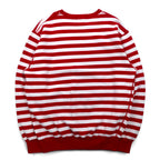 Polo by Ralph Lauren 90s crew neck sweatshirt, M, red, striped, fleece lining, small pony embroidery