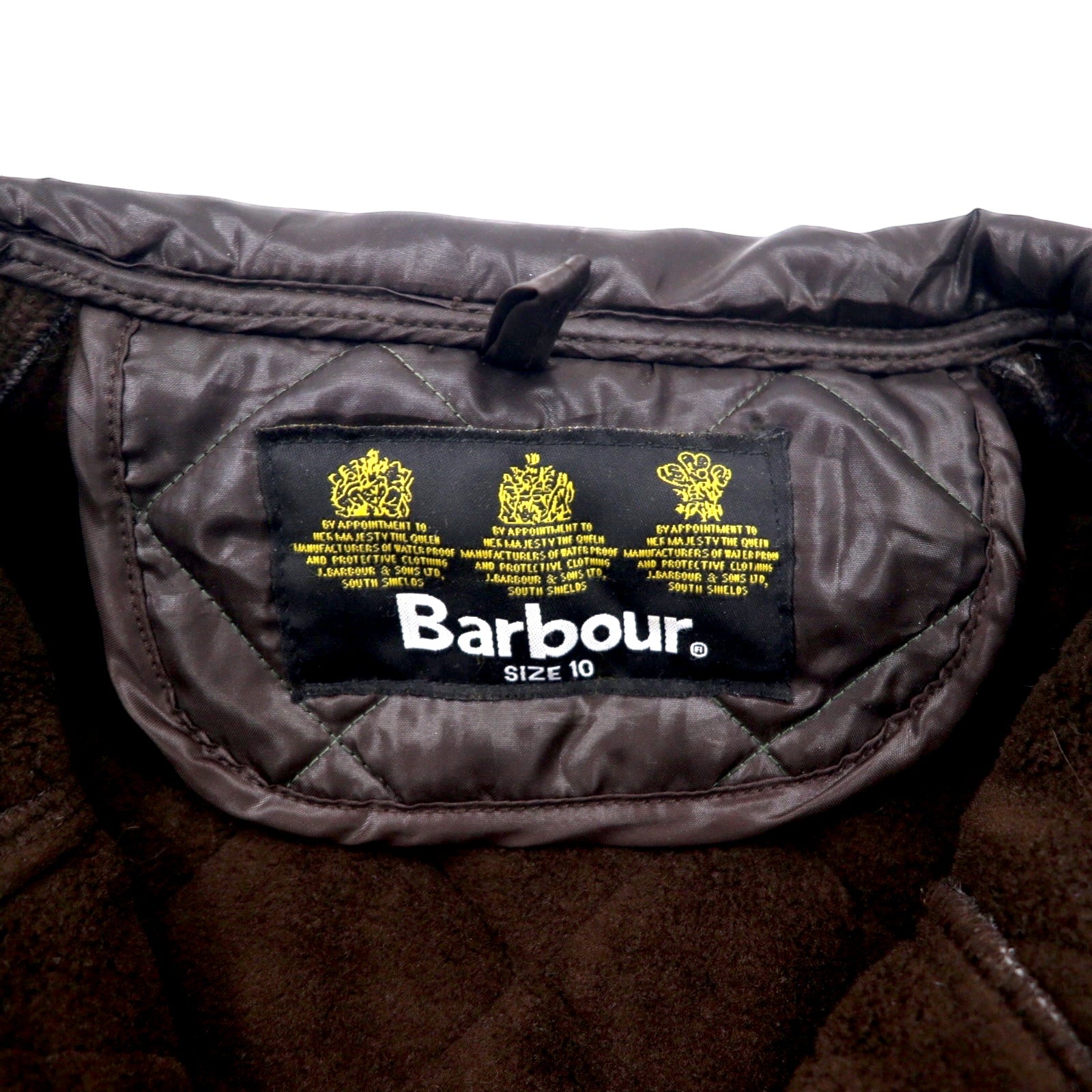 Barbour International Motorcycle Quilted Jacket L Brown Polyester Fleece Liner