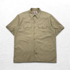 Dickies 半袖 ワークシャツ XL ベージュ ポリエステル コットン 胸ポケット ビッグサイズ ニカラグア製