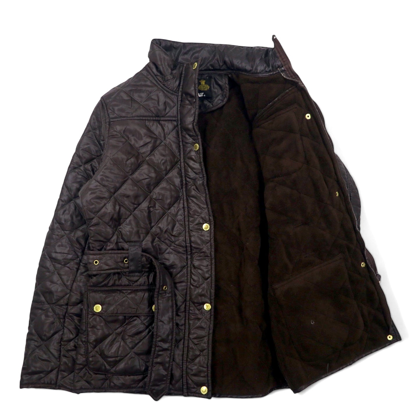 Barbour インターナショナル モーターサイクル キルティングジャケット L ブラウン ポリエステル フリースライナー