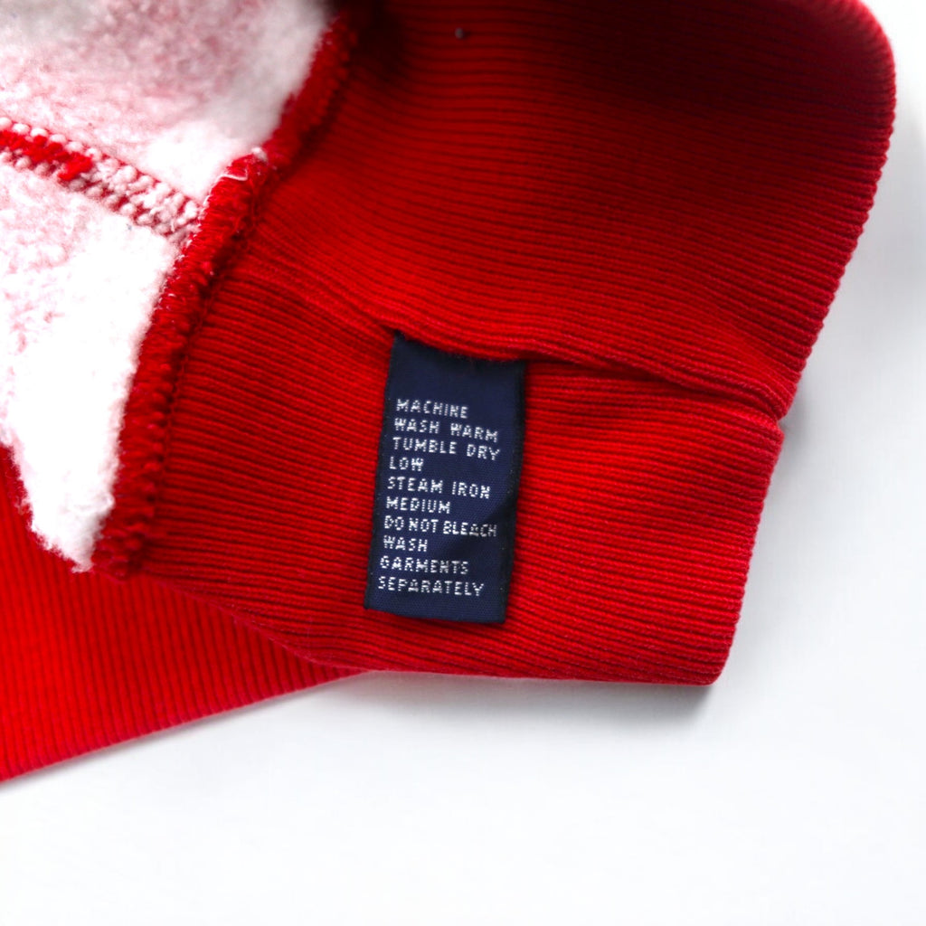 Polo by Ralph Lauren 90s crew neck sweatshirt, M, red, striped, fleece lining, small pony embroidery