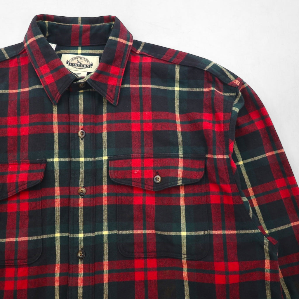 Eddie Bauer 90s Flannel Work Shirt, Size XL, Red Check, LEGENDS Check, Double Pocket