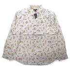 Eddie Bauer Button-down Shirt L Beige Cotton All-over Animal Pattern Unused