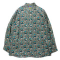Vintage 90s Retro Shirt JESSE JAMES All-over Print Shirt L Grey Cupra Chest Pocket