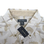 Eddie Bauer Button-down Shirt L Beige Cotton All-over Animal Pattern Unused