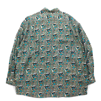 Vintage 90s Retro Shirt JESSE JAMES All-over Print Shirt L Grey Cupra Chest Pocket