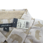Eddie Bauer Button-down Shirt L Beige Cotton All-over Animal Pattern Unused