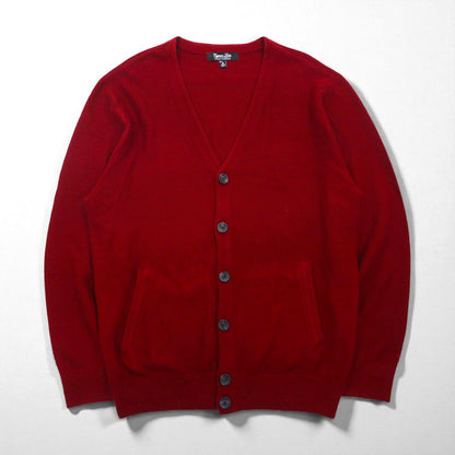 Vintage Knit Cardigan, Large, Red, Acrylic, V-Neck, Cypress Links SPORTSWEAR