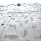 Eddie Bauer Button-down Shirt L Beige Cotton All-over Animal Pattern Unused