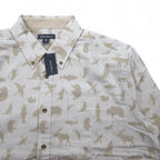 Eddie Bauer Button-down Shirt L Beige Cotton All-over Animal Pattern Unused