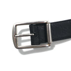 GUCCI イタリア製 グッチシマ レザーベルト ブラック GG柄 型押し シルバー バックル 295331