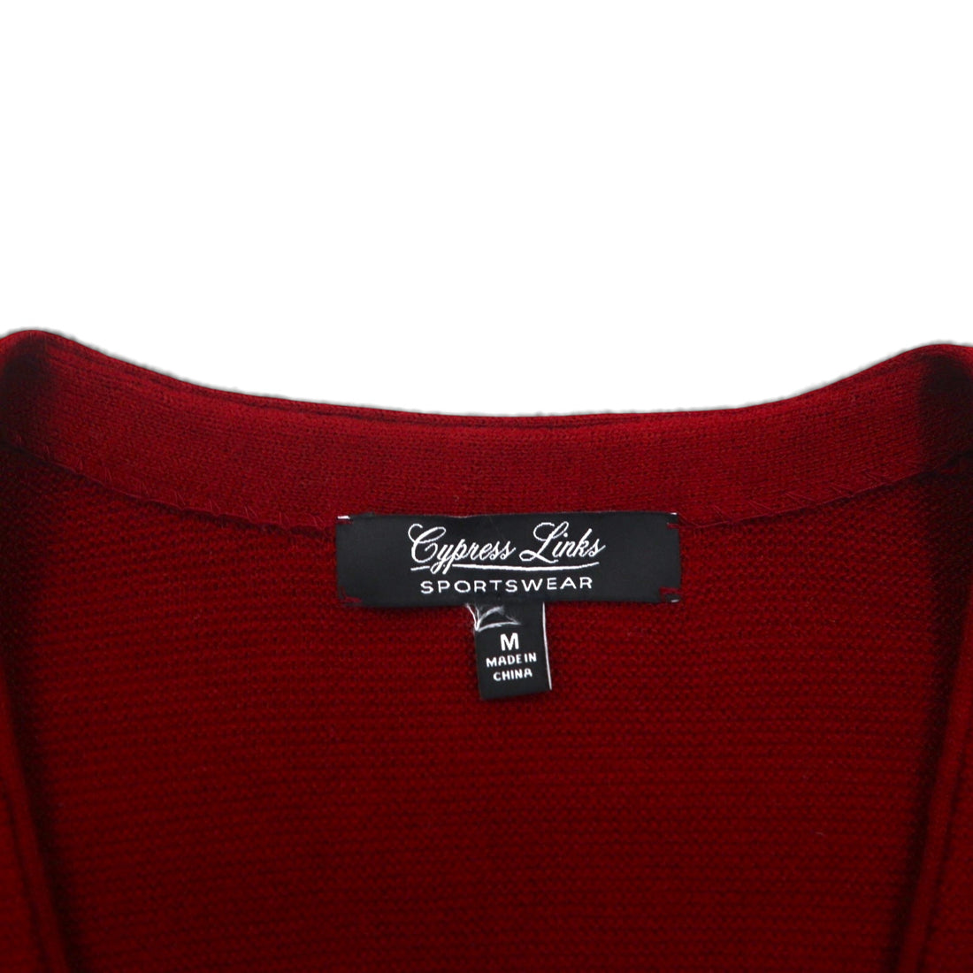 Vintage Knit Cardigan ニット カーディガン L レッド アクリル Vネック Cypress Links SPORTSWEAR
