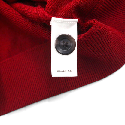 Vintage Knit Cardigan, Large, Red, Acrylic, V-Neck, Cypress Links SPORTSWEAR