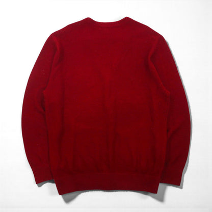 Vintage Knit Cardigan, Large, Red, Acrylic, V-Neck, Cypress Links SPORTSWEAR