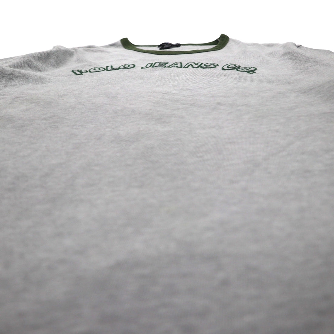 POLO JEANS Co. RALPH LAUREN 90年代 アーチロゴ リンガーTシャツ XL グレー 刺繍 チェーンステッチ コットン