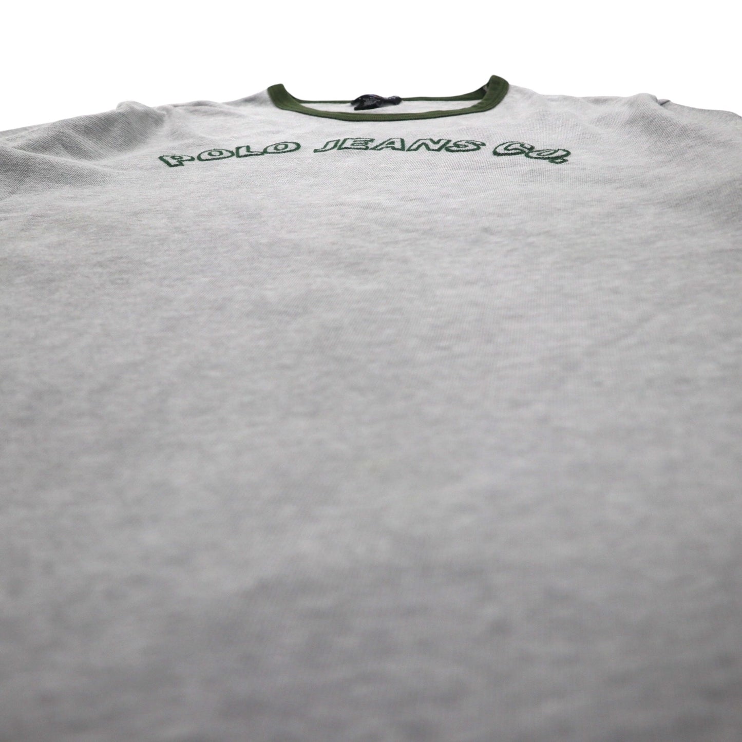 POLO JEANS Co. RALPH LAUREN 90年代 アーチロゴ リンガーTシャツ XL グレー 刺繍 チェーンステッチ コットン