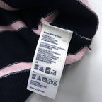 TOMMY HILFIGER Cotton Knit Hoodie S Navy Striped Elbow Patch Front Pocket