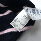 TOMMY HILFIGER Cotton Knit Hoodie S Navy Striped Elbow Patch Front Pocket