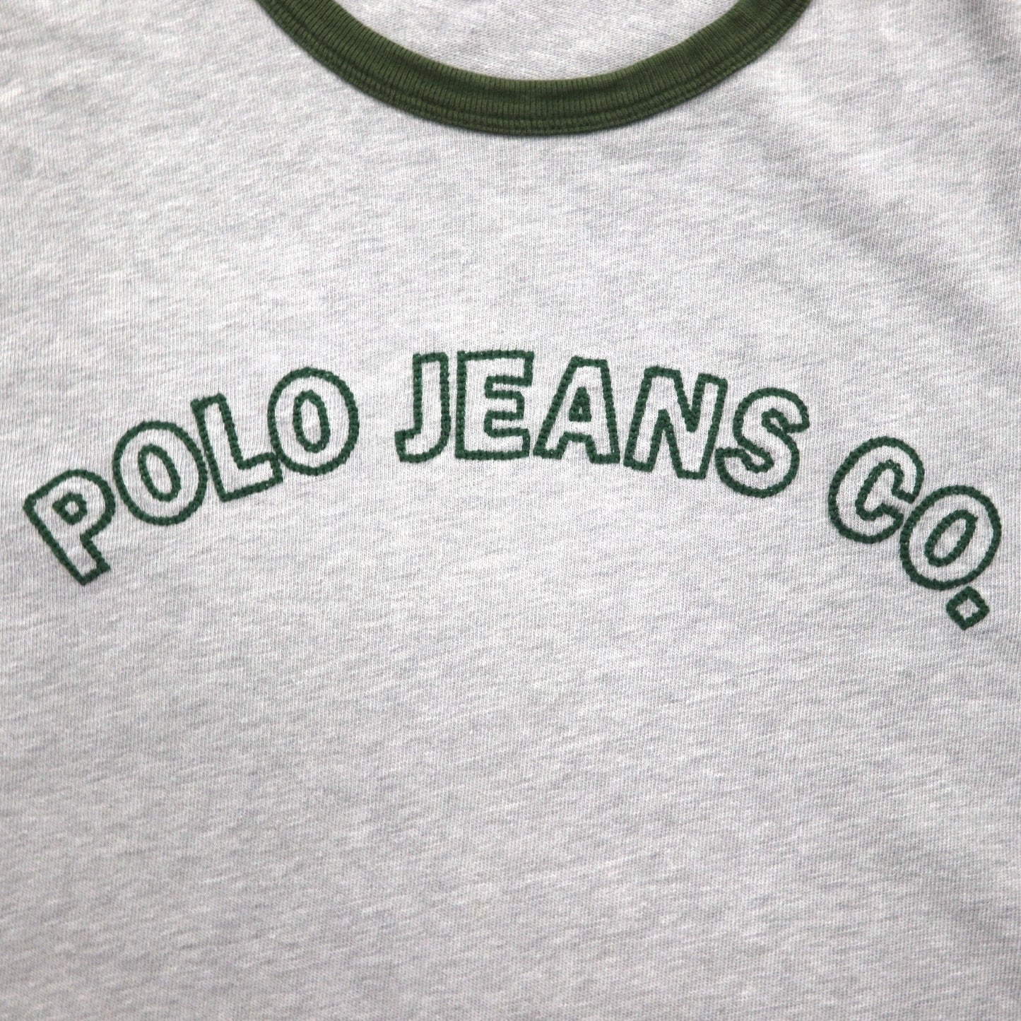 POLO JEANS Co. RALPH LAUREN 90年代 アーチロゴ リンガーTシャツ XL グレー 刺繍 チェーンステッチ コットン