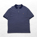 POLO RALPH LAUREN Striped Polo Shirt XL Navy Cotton Small Pony Embroidery