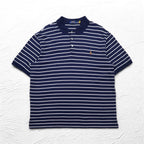 POLO RALPH LAUREN Striped Polo Shirt XL Navy Cotton Small Pony Embroidery