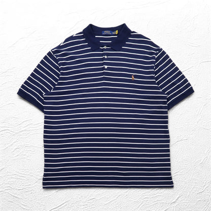 POLO RALPH LAUREN ボーダー ポロシャツ XL ネイビー コットン スモールポニー刺繍