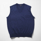 Brooks Brothers メリノウール ニット Vネック ベスト L ネイビー EXTRA FINE ITALIAN MERINO