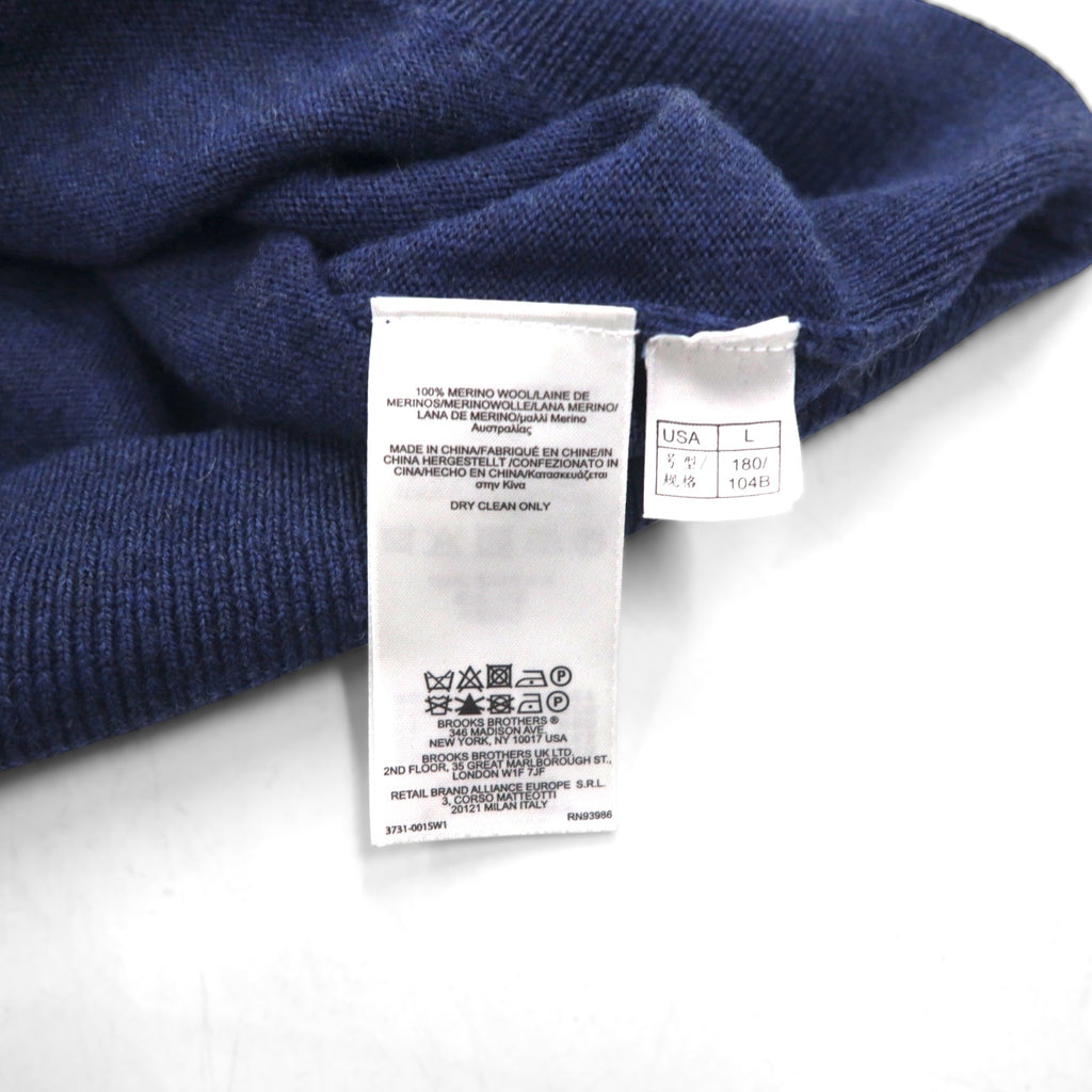 Brooks Brothers メリノウール ニット Vネック ベスト L ネイビー EXTRA FINE ITALIAN MERINO