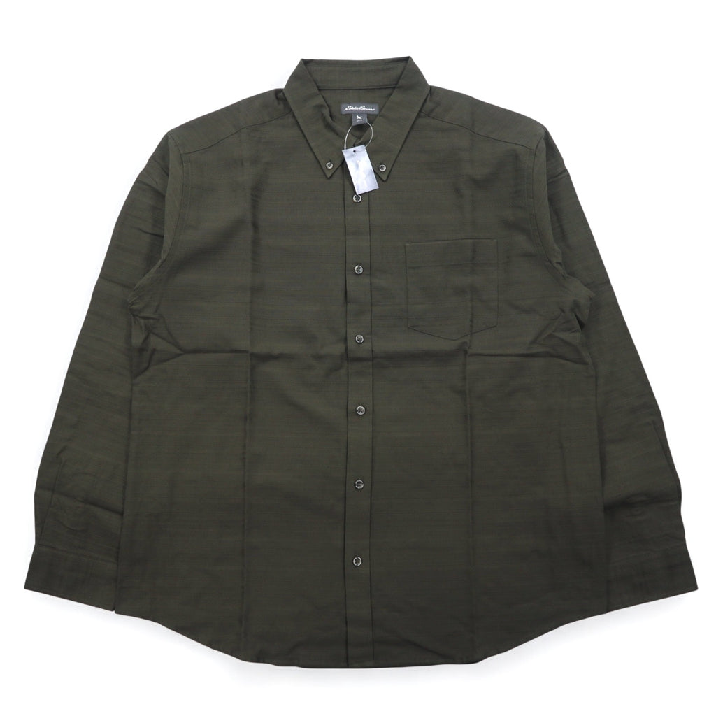 Eddie Bauer Dobby Button-Down Shirt, L, Khaki, Cotton, All-Over Print, Unused