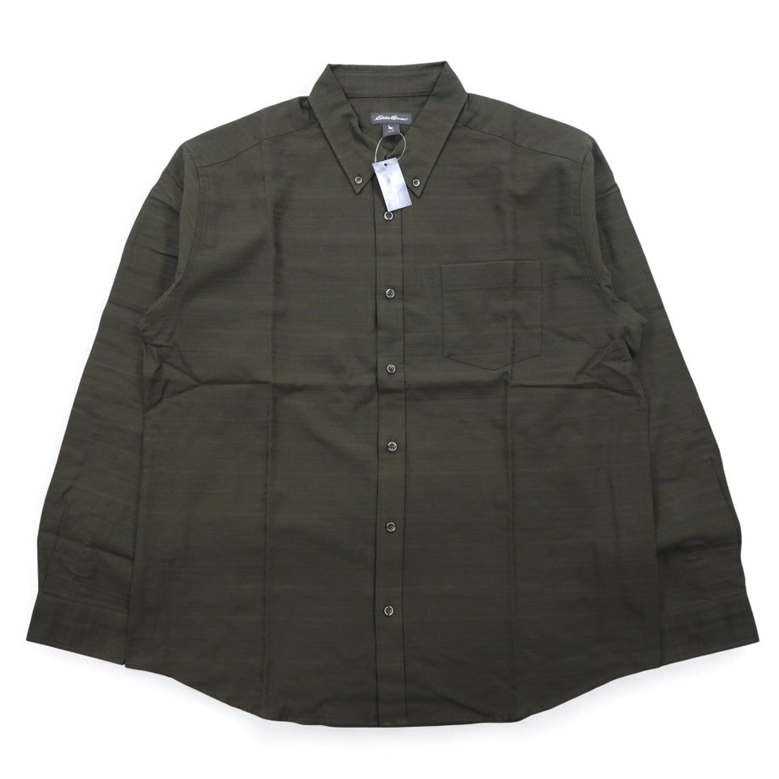 Eddie Bauer Dobby Button-Down Shirt, L, Khaki, Cotton, All-Over Print, Unused