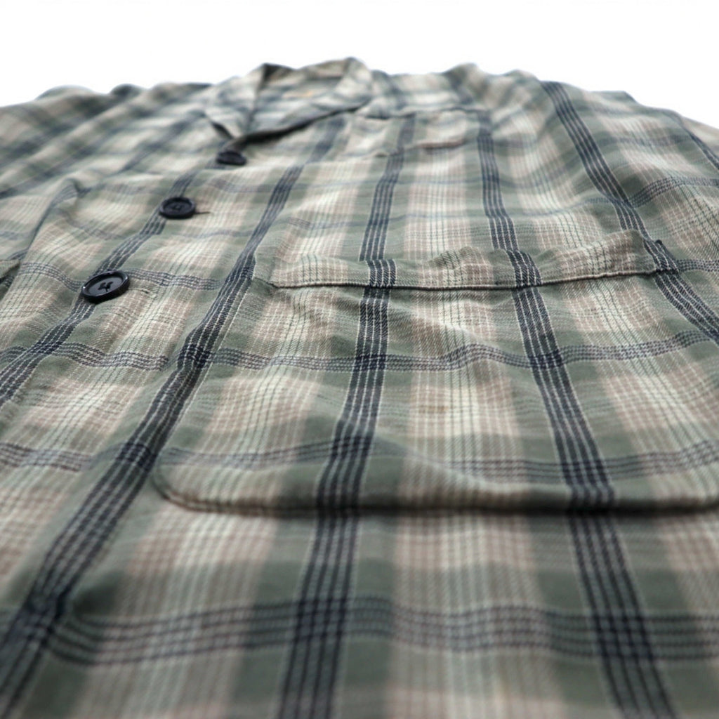 Sunday Works USA Made Gown Coat S Khaki Check Cotton UNION MADE