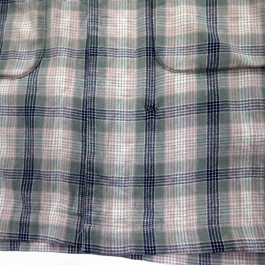 Sunday Works USA Made Gown Coat S Khaki Check Cotton UNION MADE
