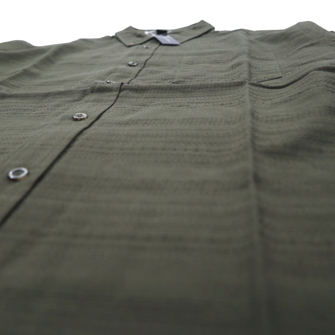 Eddie Bauer Dobby Button-Down Shirt, L, Khaki, Cotton, All-Over Print, Unused