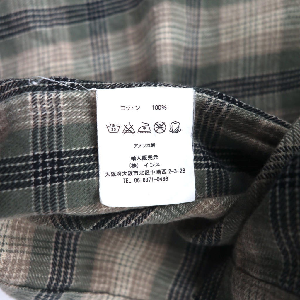 Sunday Works USA Made Gown Coat S Khaki Check Cotton UNION MADE