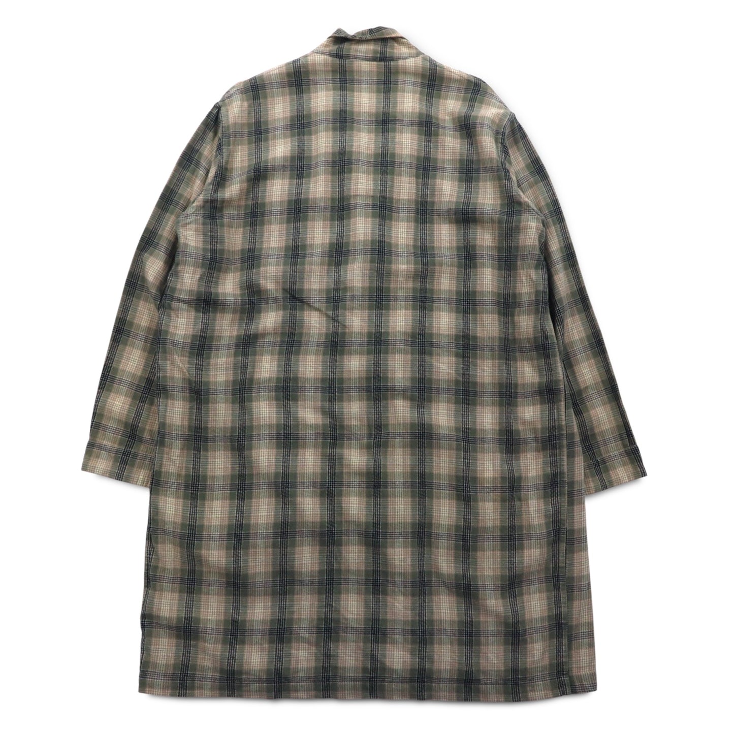 Sunday Works USA製 ガウンコート S カーキ チェック コットン UNION MADE