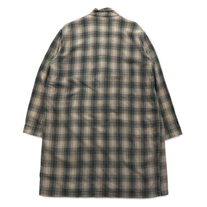 Sunday Works USA製 ガウンコート S カーキ チェック コットン UNION MADE